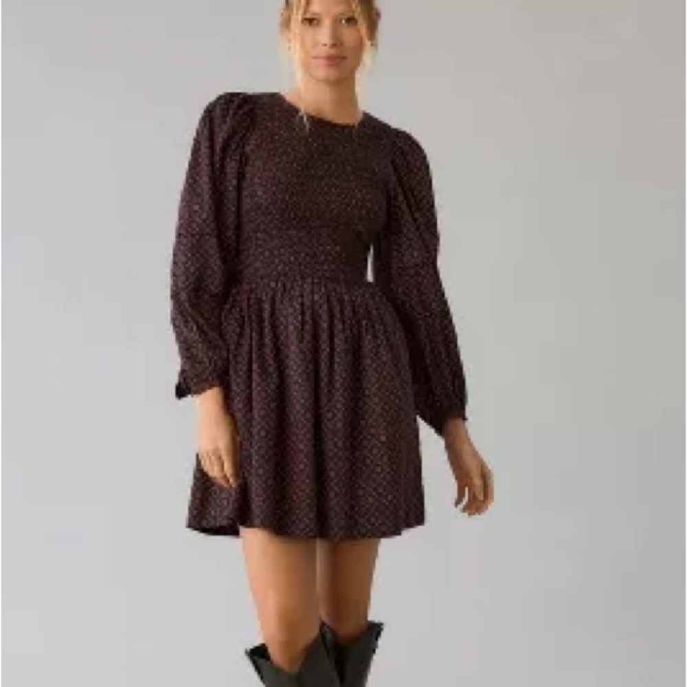 CIAO LUCIA LONG-SLEEVE SMOCKED MINI DRESS